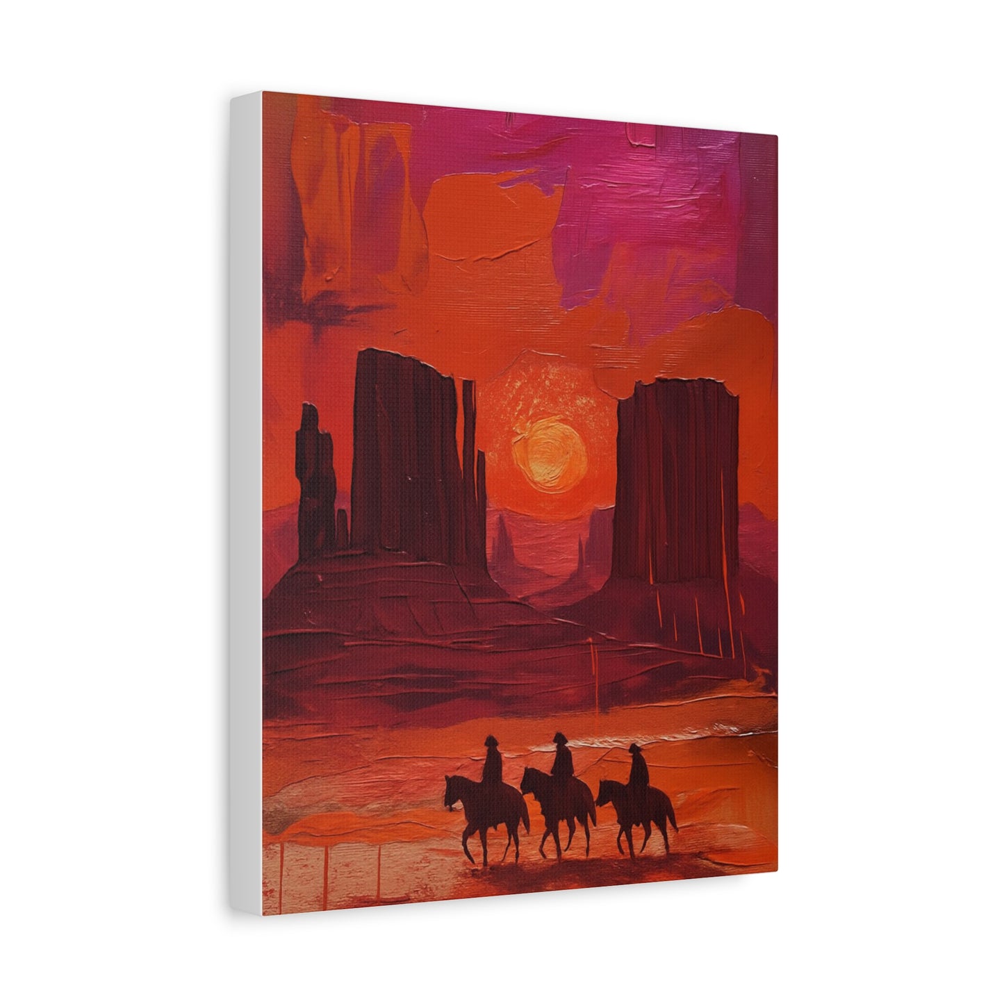 Sunset Landscape Canvas Art for Home Decor, Western Art Print, Rustic Wall Hanging, Horse Lover Gift, Bohemian Style Decoration