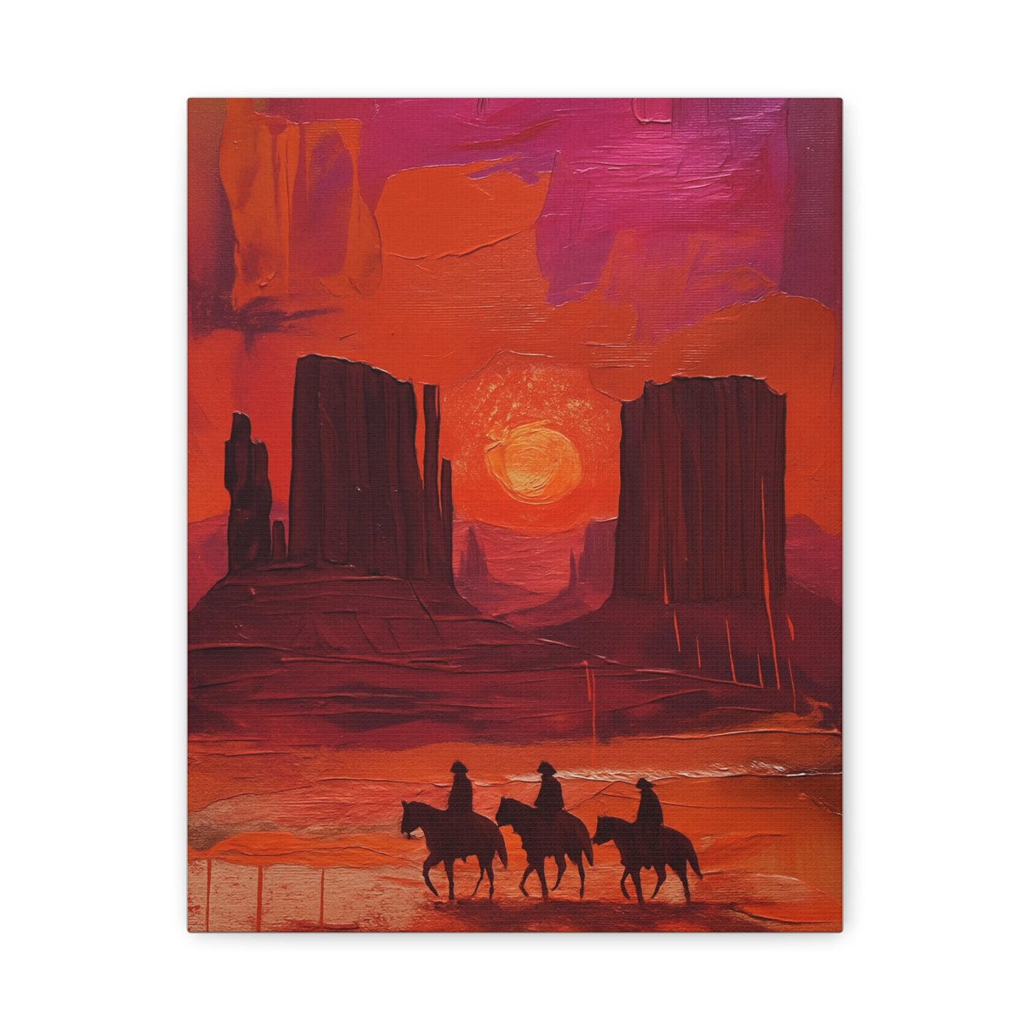 Sunset Landscape Canvas Art for Home Decor, Western Art Print, Rustic Wall Hanging, Horse Lover Gift, Bohemian Style Decoration