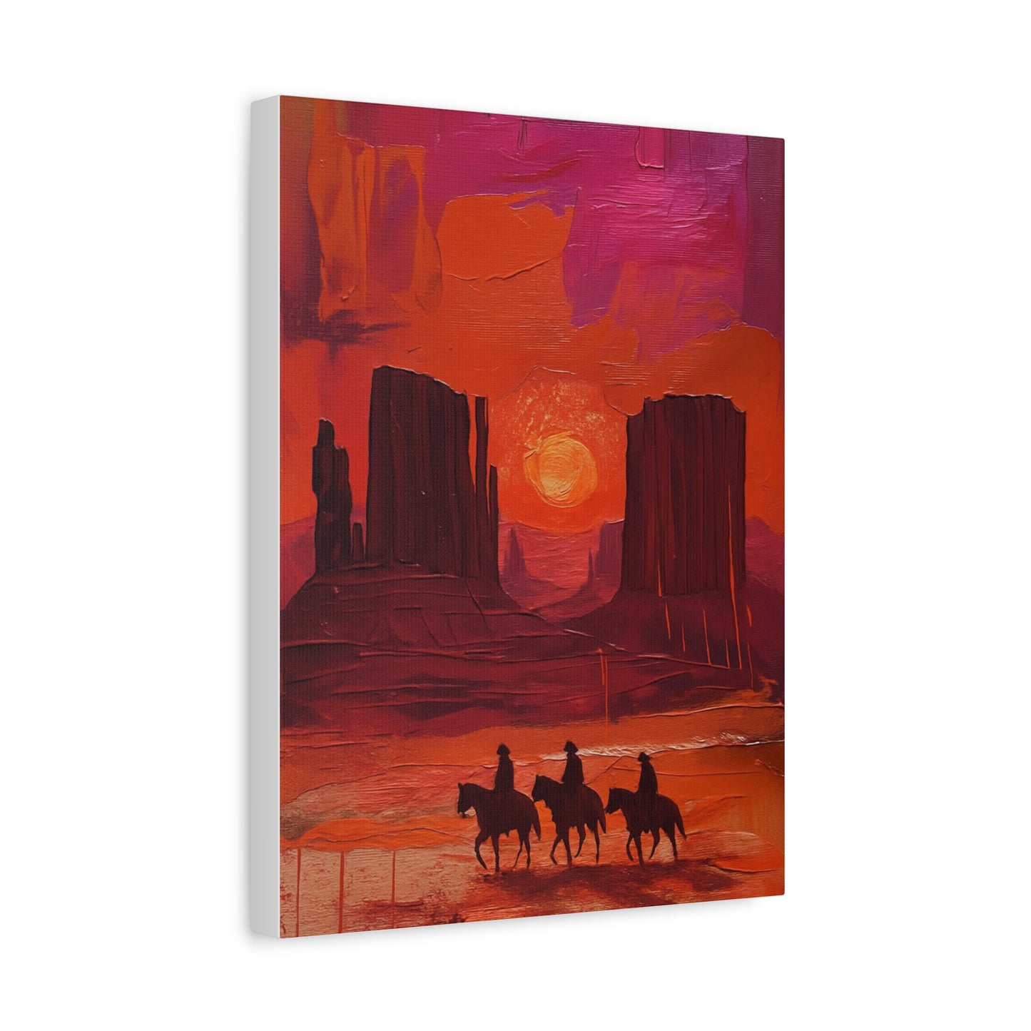 Sunset Landscape Canvas Art for Home Decor, Western Art Print, Rustic Wall Hanging, Horse Lover Gift, Bohemian Style Decoration