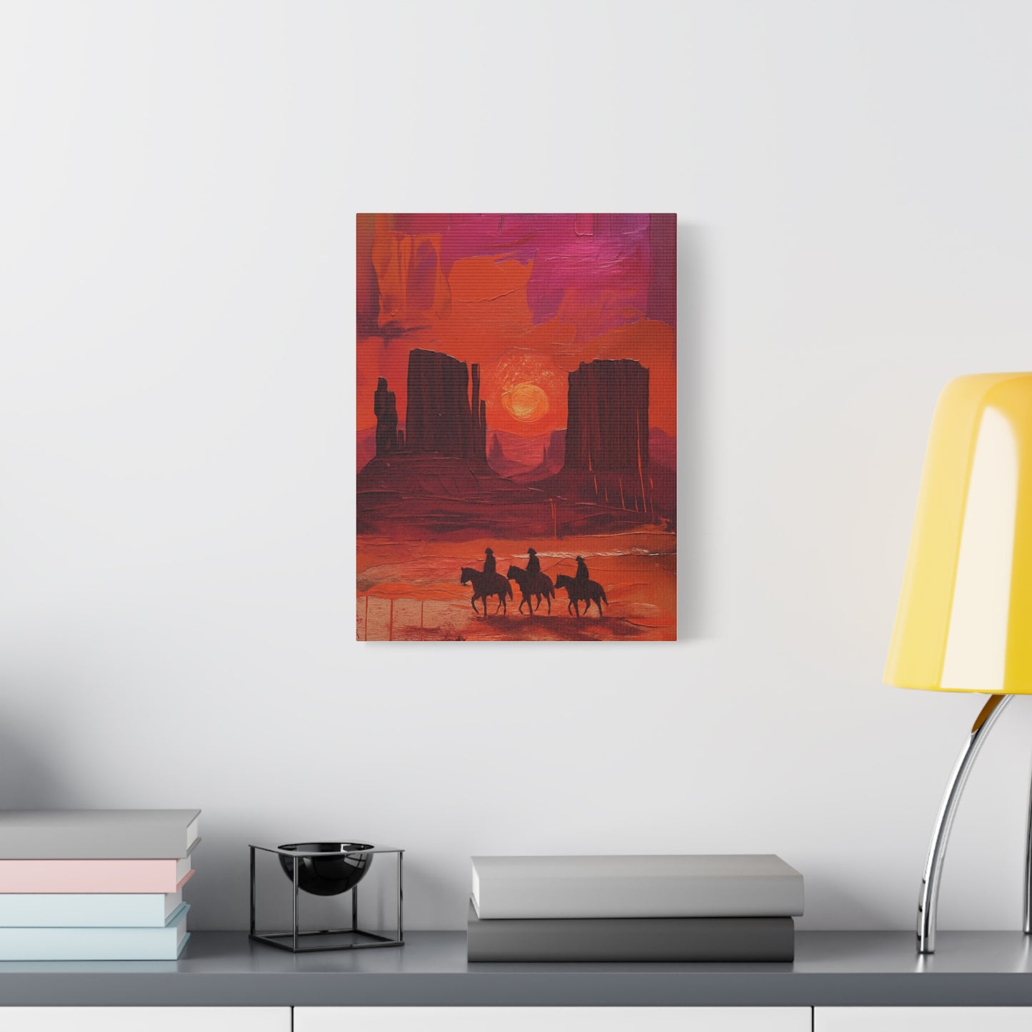 Sunset Landscape Canvas Art for Home Decor, Western Art Print, Rustic Wall Hanging, Horse Lover Gift, Bohemian Style Decoration