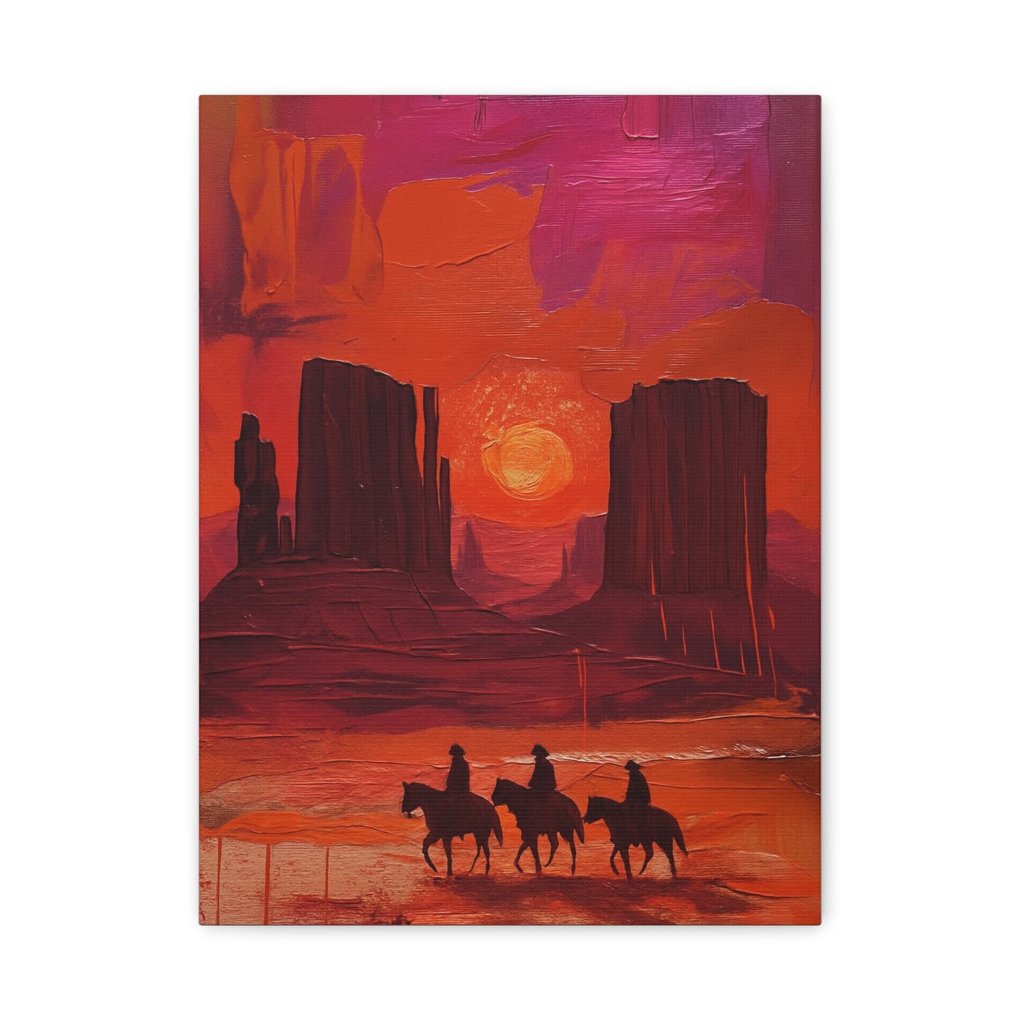 Sunset Landscape Canvas Art for Home Decor, Western Art Print, Rustic Wall Hanging, Horse Lover Gift, Bohemian Style Decoration