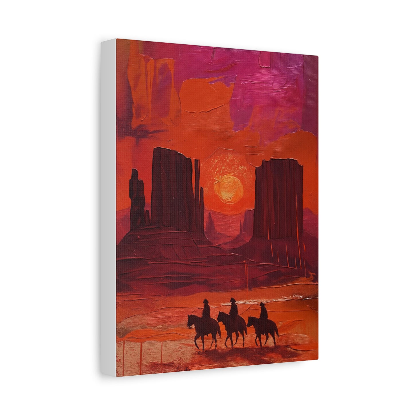 Sunset Landscape Canvas Art for Home Decor, Western Art Print, Rustic Wall Hanging, Horse Lover Gift, Bohemian Style Decoration
