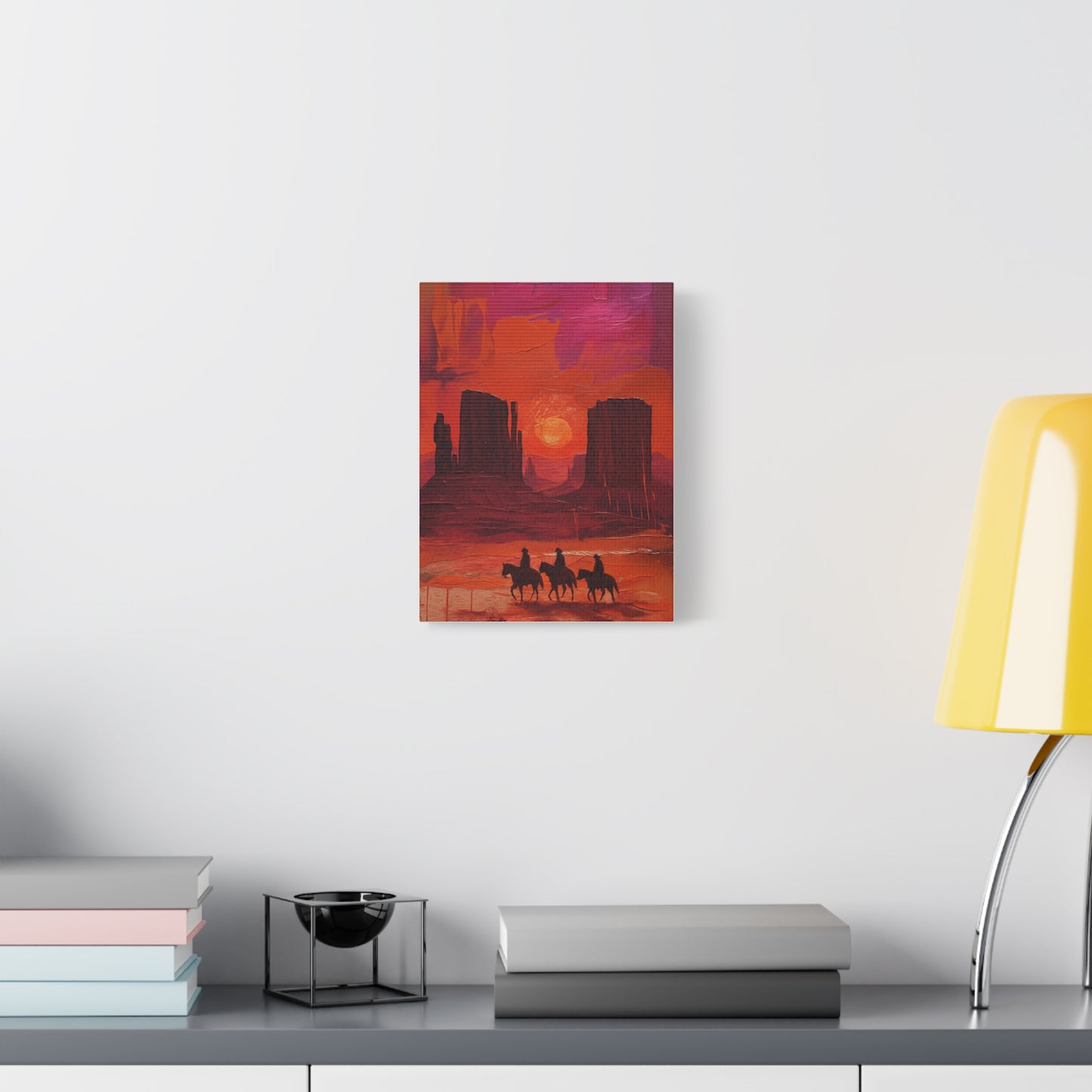 Sunset Landscape Canvas Art for Home Decor, Western Art Print, Rustic Wall Hanging, Horse Lover Gift, Bohemian Style Decoration