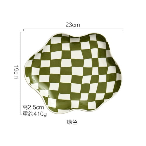 Checkerboard ceramic tray