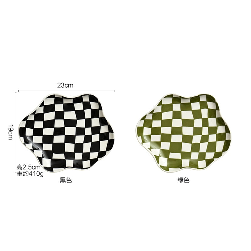 Checkerboard ceramic tray
