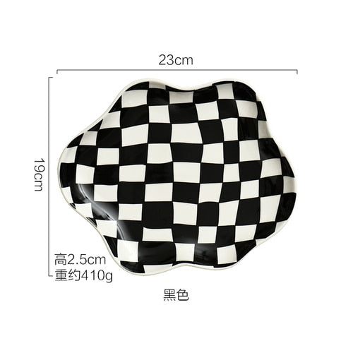 Checkerboard ceramic tray