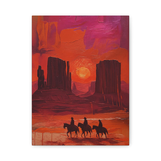 Sunset Landscape Canvas Art for Home Decor, Western Art Print, Rustic Wall Hanging, Horse Lover Gift, Bohemian Style Decoration