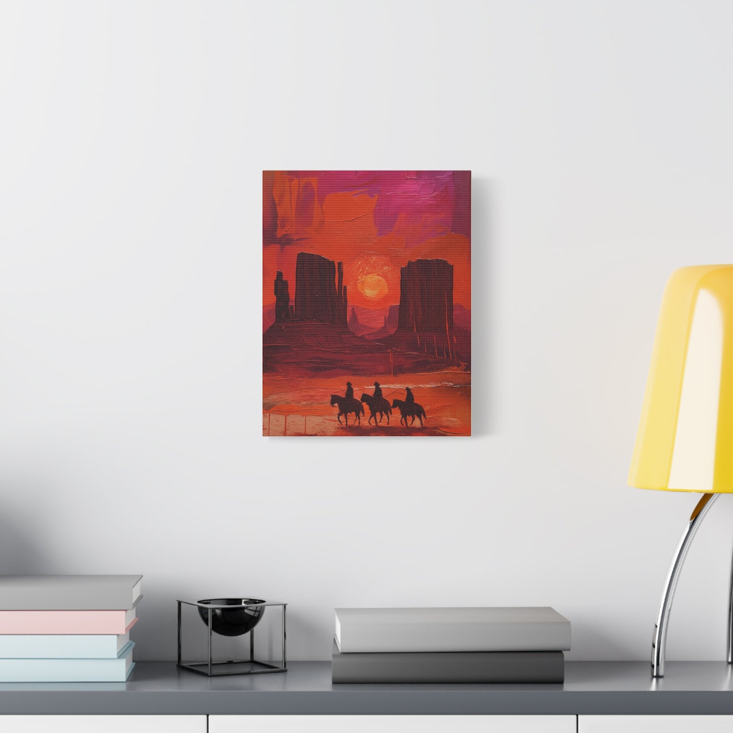 Sunset Landscape Canvas Art for Home Decor, Western Art Print, Rustic Wall Hanging, Horse Lover Gift, Bohemian Style Decoration