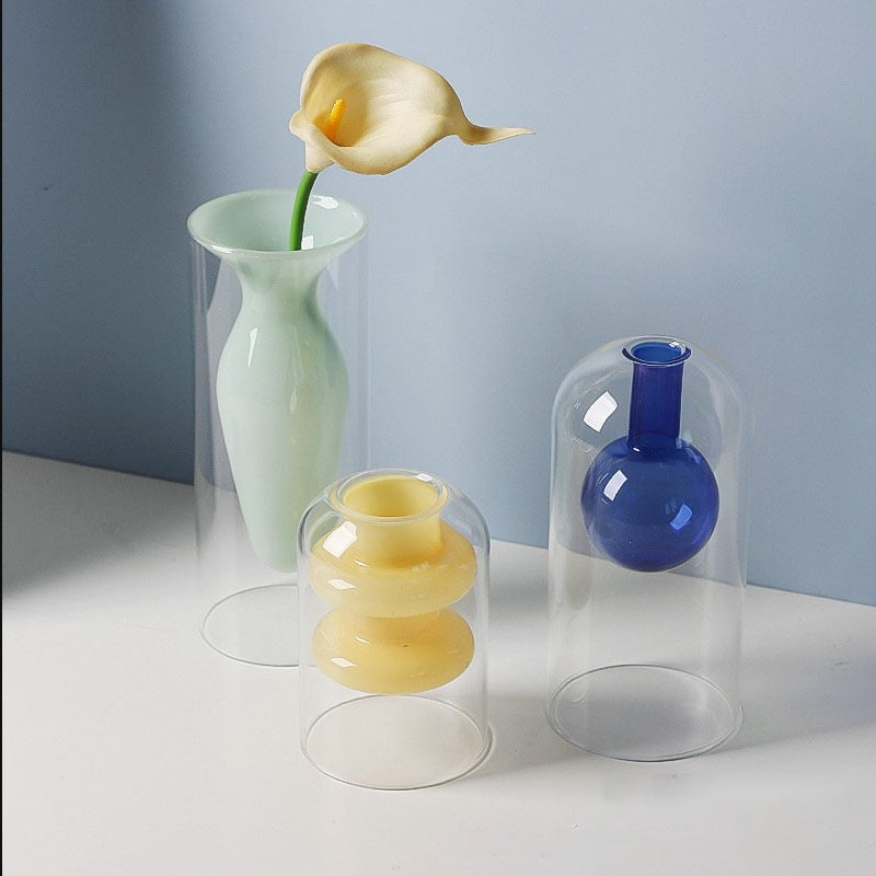 Double Glass Vase